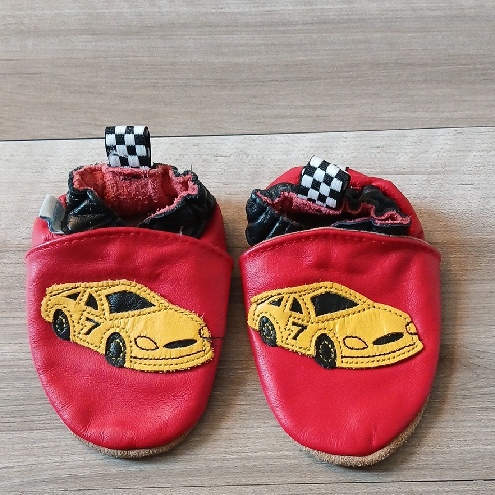 Robeez Red Shoes with Yellow and Black Checkered Design